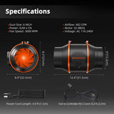 Spider Farmer SE7000 LED Grow Light + 5' x 5' Grow Tent + 6" Inline Fan Combo with GGS Controller Kits + 6" Clip Fan