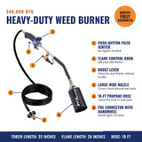 Flame King Auto Ignition Heavy Duty Propane Torch Weed Burner 340,000 BTU with Blast Trigger