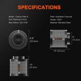 Spider Farmer 4 Inch/6 Inch Air Carbon Filter Odor Control for Inline Ducting Fan