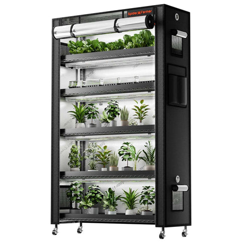 spider farmer grow tent kit Spider Farmer 6 Tier Plant Stand + 10 x 22W LED Lights Bars + 1' 4" x – Grow It Depot