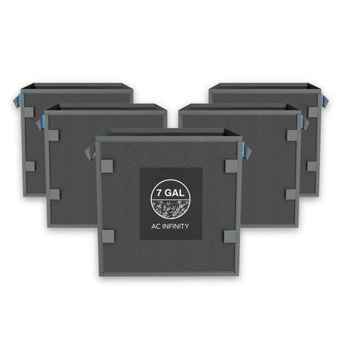 AC Infinity HEAVY DUTY REUSABLE SQUARE FABRIC POTS, 7 GALLON, 5-PACK