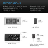 AC Infinity AIRTAP T4, Quiet Register Booster Fan System, White, for 4" x 10" Registers