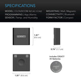 AC Infinity CLOUDCOM A2, Mini Smart Thermo-Hygrometer with Data App, Integrated Sensor Probe