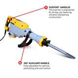 Tomahawk Electric Demolition Jack Hammer 35 lb 1500W 1-1/8" Hex Breaker for Concrete Asphalt Tile Removal Heavy Duty Jackhammer