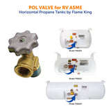 Flame King POL Valve for RV ASME Horizontal Propane Tanks