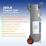 Flame King 100lb Empty Horizontal & Vertical Propane Cylinder with POL & Wheels