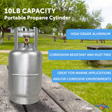 Flame King Lightweight 10lb Aluminum Propane Tank LP Cylinder with OPD