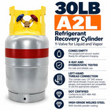 Flame King 30lb Refrigerant Recovery Cylinder Tank for A2L Refrigerants