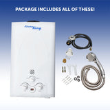 Flame King Tankless Outdoor Portable Camping Hot Shower Propane Gas 10L 2.64GPM Water Heater 68,000 BTU