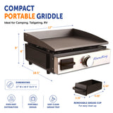 Flame King Flat Top Portable Propane Griddle with Cast Iron Burner