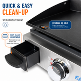 Flame King 17 inch LP Griddle with Small Regulator for RV pullout