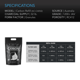 AC Infinity Activated Carbon Refill, 1200+ IAV Australian Charcoal, 32 lb.