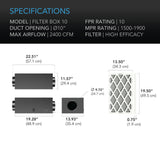 AC Infinity Air Filter Box w/ High Efficacy Filter 10-Inch