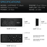 AC Infinity AIRFRAME T7 Black, Equipment Closet and Room Fan System 17", Exhaust