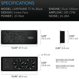 AC Infinity AIRFRAME T7-N Black, Equipment Closet and Room Fan System 17", Intake