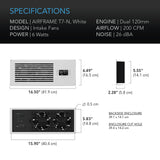AC Infinity AIRFRAME T7-N White Equipment Closet & Room Fan System 17"