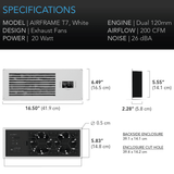 AC Infinity AIRFRAME T7 White, Equipment Closet and Room Fan System 17", Exhaust