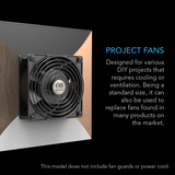 AC Infinity AXIAL 1238W, 120V AC Muffin Fan with Wire-Leads Adapter, 120mm x 38mm High Speed