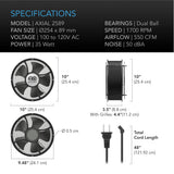 AC Infinity AXIAL 2589 Muffin 120V AC Cooling Fan 10" 254mm x 89mm