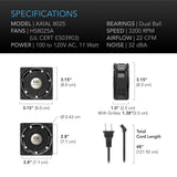 AC Infinity AXIAL 8025 Muffin 120V AC Cooling Fan 80mm x 80mm x 25mm