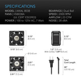 AC Infinity AXIAL 8038 Muffin 120V AC Cooling Fan 80mm x 80mm x 38mm