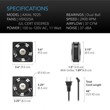 AC Infinity AXIAL 9225, Muffin 120V AC Cooling Fan, 92mm x 92mm x 25mm