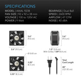 AC Infinity AXIAL 9238 Muffin 120V AC Cooling Fan 92mm x 92mm x 38mm