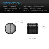AC Infinity Backdraft Damper Ducting Insert 4-Inch Black Galvanized
