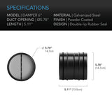 AC Infinity Backdraft Damper Ducting Insert 6-Inch Black Galvanized