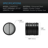 AC Infinity Backdraft Damper Ducting Insert 8-Inch Black Galvanized