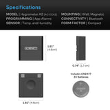 AC Infinity CLOUDCOM A2 Mini Smart Thermo-Hygrometer w/ Data App
