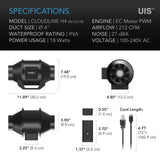 AC Infinity CLOUDLINE H4 Inline Fan w/ Speed Controller