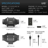 AC Infinity CLOUDLINE S4 Quiet Inline Duct Fan System w/ Speed