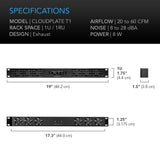 AC Infinity CLOUDPLATE T1 Quiet Rack Cooling Fan System 1U Exhaust