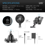 AC Infinity CLOUDRAY S4 Ultra-Compact Grow Tent Clip Fan 4"