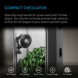 AC Infinity CLOUDRAY S4 Ultra-Compact Grow Tent Clip Fan 4"