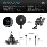 AC Infinity CLOUDRAY S6 Grow Tent Clip Fan 6" w/ 10 Speeds EC-Motor
