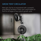 AC Infinity CLOUDRAY S9 2-Pack, Grow Tent Clip Fan 9" with Long-Life EC Motor, 10-Level Dynamic Wind Modes & Fan Speeds, 10-Level Auto Oscillation