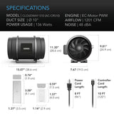 AC Infinity CLOUDWAY S10 Whole House EC Fan 1200 CFM Energy Efficient