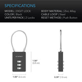 AC Infinity Combination Lock Flexible Steel Cable Loop 2-Pack