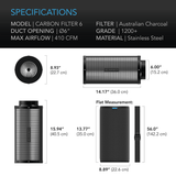 AC Infinity Duct Carbon Filter, Australian Charcoal, 6-Inch