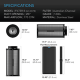 AC Infinity Duct Carbon Filter, Australian Charcoal, 8-Inch