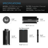 AC Infinity Duct Carbon Filter XL Australian Charcoal Extra Large