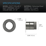 AC Infinity Ducting Collar 4-Inch Galvanized Steel