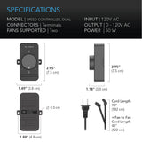AC Infinity Fan Speed Controller for AC Axial Muffin Fans Dual