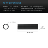 AC Infinity Flexible Four-Layer Ducting, 8-FT Long, 4-Inch