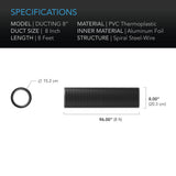 AC Infinity Flexible Four-Layer Ducting 8-FT Long 8-Inch