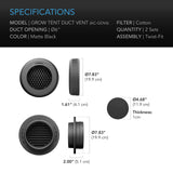 AC Infinity Grow Tent Duct Vent Attachment 6-Inch 2 Pack