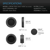AC Infinity Grow Tent Duct Vent Attachment 8-Inch 2 Pack