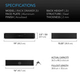AC Infinity Heavy-Duty Rack Drawer w/ Aluminum Faceplate 2U